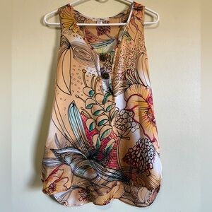 100% Silk Floral Patterned Tank Top